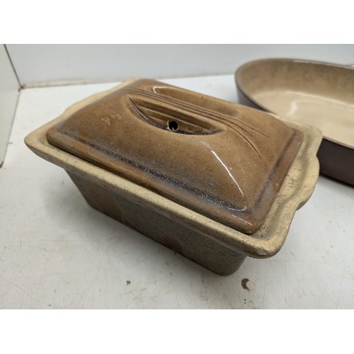 823 - A Selection of Vintage Stoneware Baking Trays - La Bourginon and Emile Henry