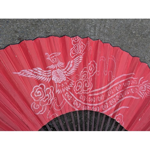 809 - A Large Antique Chinese Fan With decorative Patternation