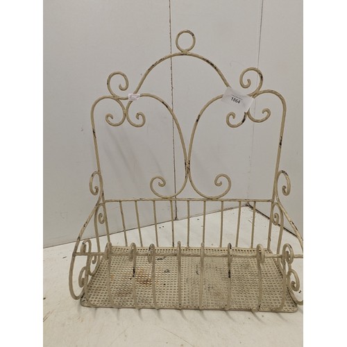 1864 - A Pair of Vintage Wrought Iron Pieces Including Wall Hanging Pot Plant Holder