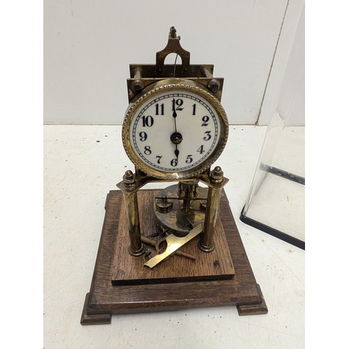 806 - An Antique German Anniversary Clock In Oak and Perspex Display Case - Circa mid 19th Century - For R... 