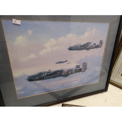 1856 - A Selection of 3 Paintings Depicting 3 Battle Aircrafts In Flight