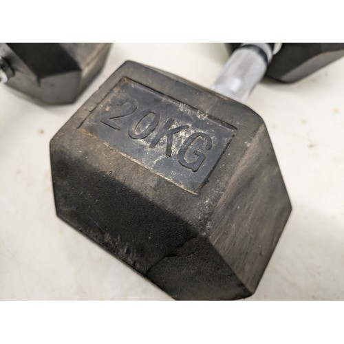 1885 - A Pair of 20KG Stainless Steel Dumbbells