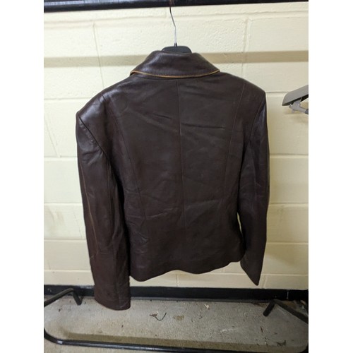 1867 - A Venezia Pixel Brown Leather Womens Jacket Size 38