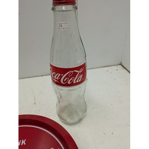 1928 - A Coca Cola Tray and Glass Coca Cola Money Bottle