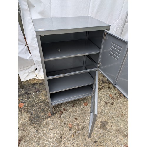 18 - A metal two compartment cabinet - Locks need replacing