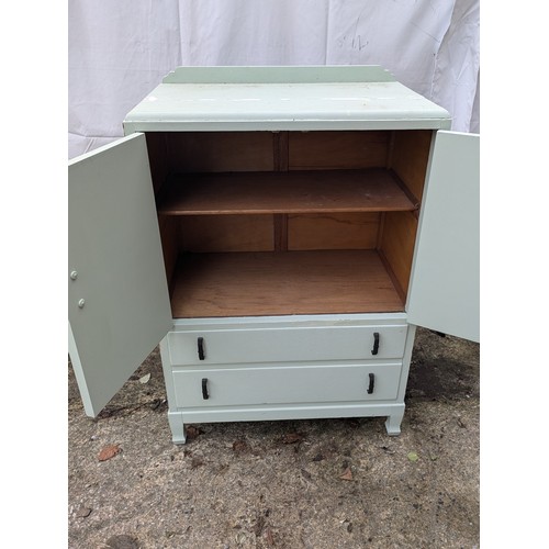 433 - A Retro Mid Century Pine Storage Unit With two draws and cabinet space