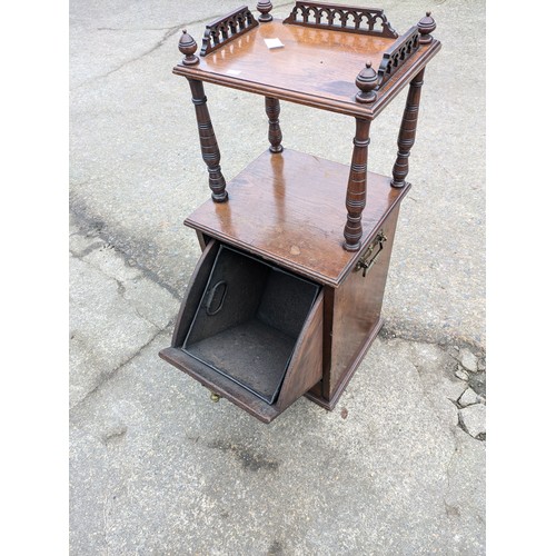 417 - An interesting Bespoke Bedside Table - Oak With Brass Fixtures