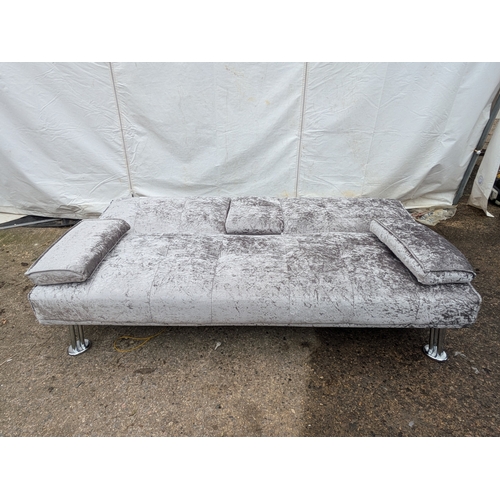 441 - A modern design faux Velour low sofa bed