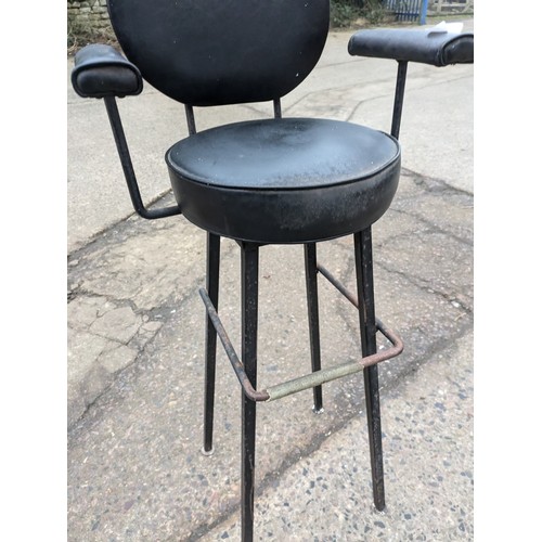 439 - A Retro Mettap High Chair With a Padded Leather Base and Back