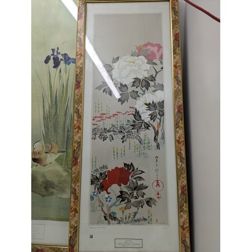 1951 - A Pair of Asian Themed Prints, one Being Iris and the second Peony and Chrysanthemum