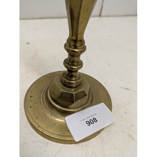 908 - A Pair of Brass Candlesticks