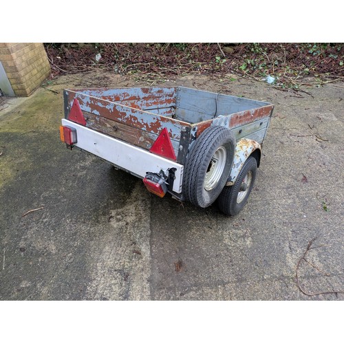 38 - A 4ft Car Trailer With Back Board and Spare Wheel & Unused Tyre