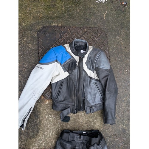 1870 - A Just Bikers Size 16 Motorcycle Jacket and Trousers Size 16