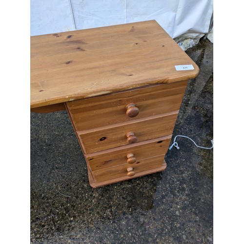 615 - A Pine Desk With 4 Drawers