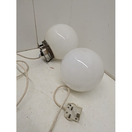 873 - A Pair of Vintage Misted Glass Dome Light Shades