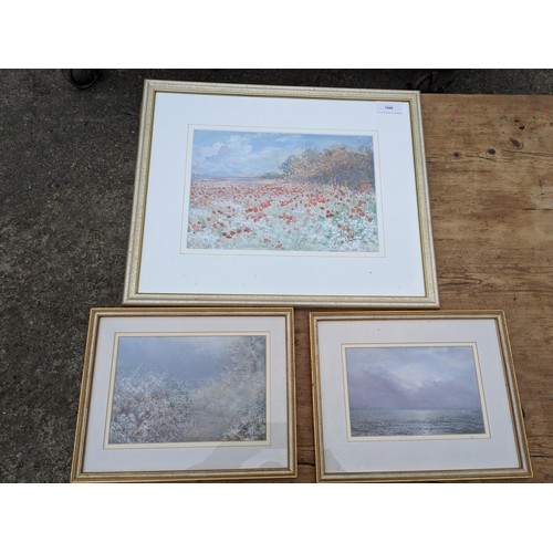 2193 - a trio of watercolour pictures - depicting sea, woods and poppy field - one signed a. ardingson