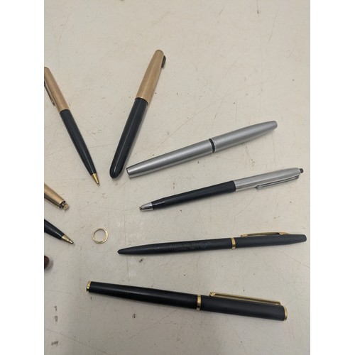 1037 - A selection of Various ballpoint and ink pens including brands such as Parker and Myron