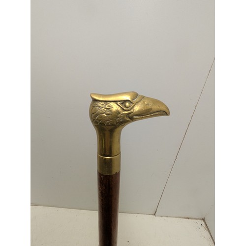 1059 - A partially incomplete walking stick with a brass eagle head