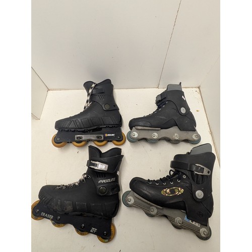 2054 - 2 pairs of street roller skates including pro elite and bauer