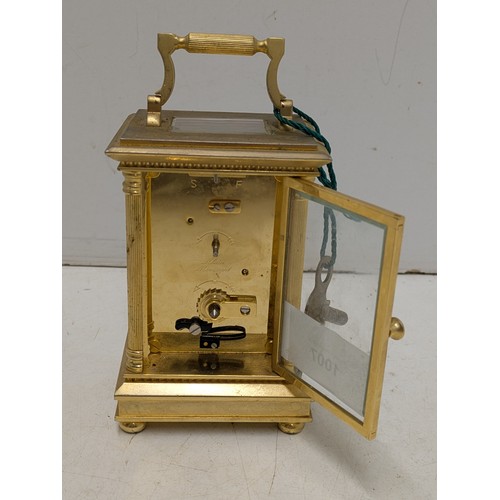 1007 - A Stunning antique Robt. Blandford brass Carriage Clock - engraved on the base 'from all your collea... 