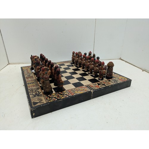 1005 - A Vintage Mexican/Mayan chess set - Complete with Pieces