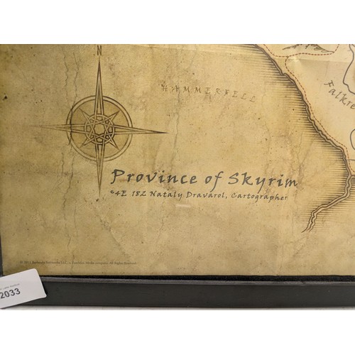 2033 - A Large framed map of the province of Skyrim