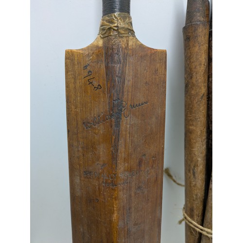 1010 - A Vintage Oak Cricket Bat with 7 Cricket Posts