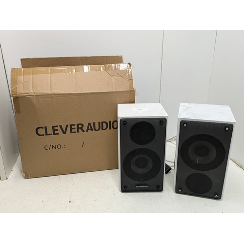 1443 - CLEVERAUDIO 1050038 Active Wall Mount Speakers - Wall Mounted - 2 x 20W