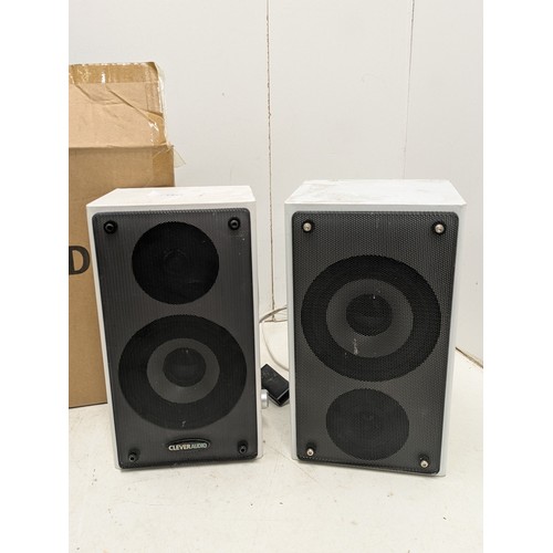 1443 - CLEVERAUDIO 1050038 Active Wall Mount Speakers - Wall Mounted - 2 x 20W