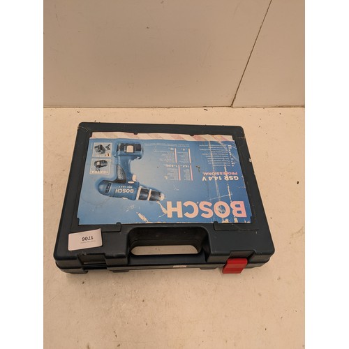 1706 - A Boxed Bosch GSR14 Cordless Drill with charger and battery in case