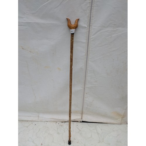 1001 - A Vintage Hiking Stick With carved head