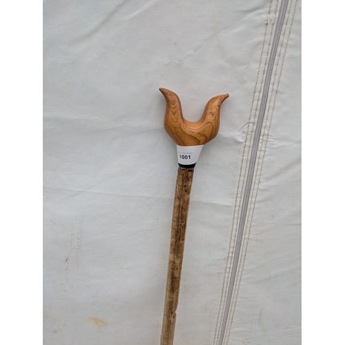 1001 - A Vintage Hiking Stick With carved head