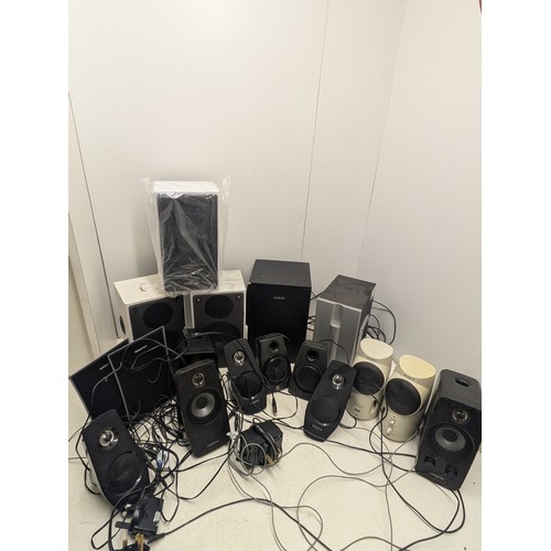 1442 - A Selection of Various Powered and Bookshelf Speakers including Clever Audio, Creative and Packard B... 