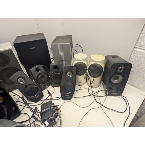 1442 - A Selection of Various Powered and Bookshelf Speakers including Clever Audio, Creative and Packard B... 