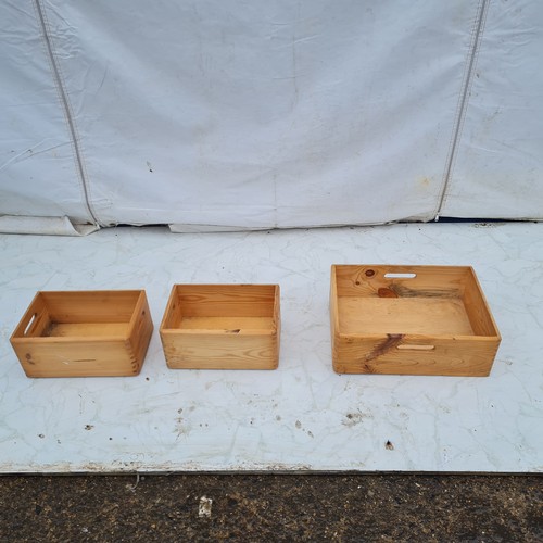 634 - A Set of 3 Graduating Pine Storage Boxes