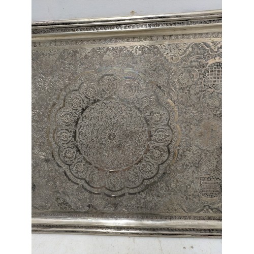 1013 - A Lovely Silver Plated Service Tray with floral engravings