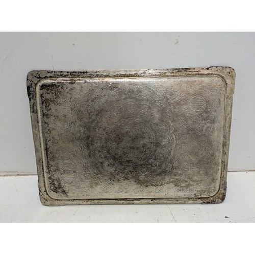 1013 - A Lovely Silver Plated Service Tray with floral engravings