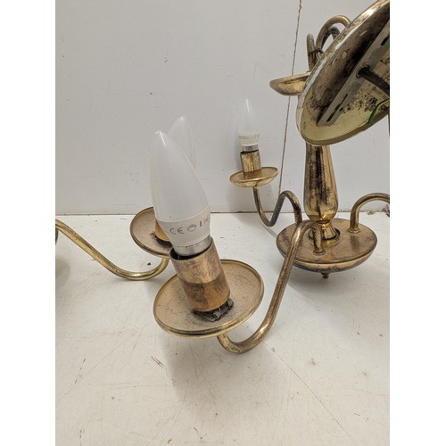 2091 - A Pair of Brass Coloured Chandeliers