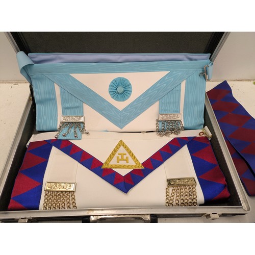 1076 - A Selection of Various Freemasonry Regalia in a Black Leather Briefcase