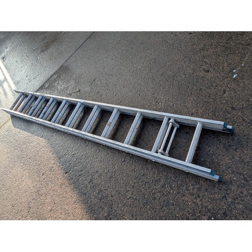 228 - A Large approx 8 Meter Aluminum 2 Tier Ladder