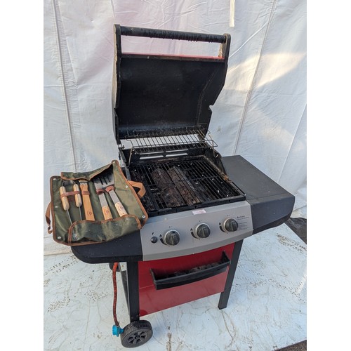 240 - A Berkeley 3 Burner Gas BBQ in Red and Black