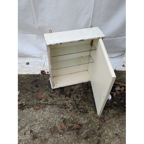 435 - A. Retro Pine bathroom cabinet painted white