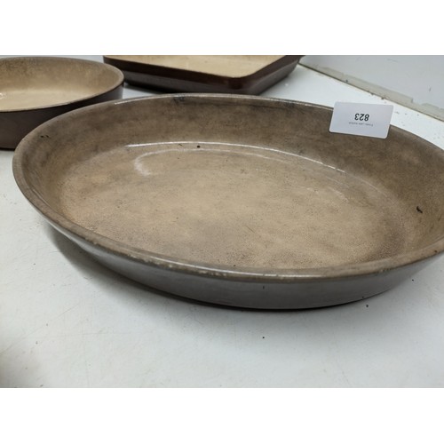 823 - A Selection of Vintage Stoneware Baking Trays - La Bourginon and Emile Henry