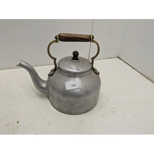 835 - An vintage Aluminium and Brass Stove Kettle