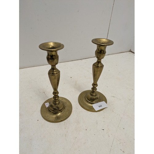 908 - A Pair of Brass Candlesticks