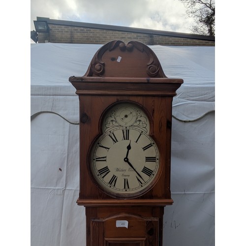 472 - A West hay clock company quartz grandfather clock in a pine case