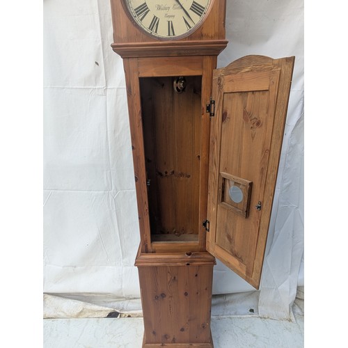 472 - A West hay clock company quartz grandfather clock in a pine case