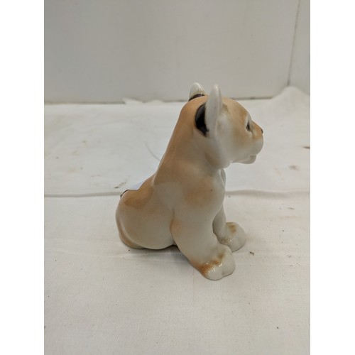 825 - A Lomonosov USSR Porcelain Lion Cub Figure