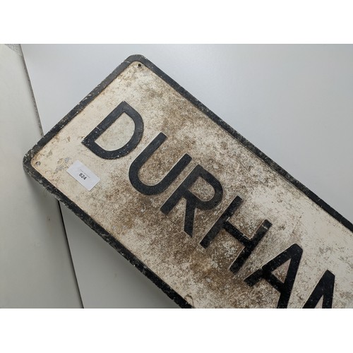 824 - A vintage aluminium road sign for Durham Road S.W.20