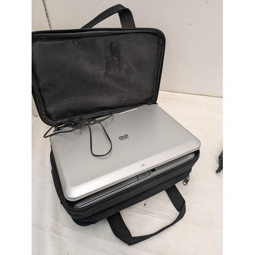 1256 - A venturer portable dvd player with cables in carry case